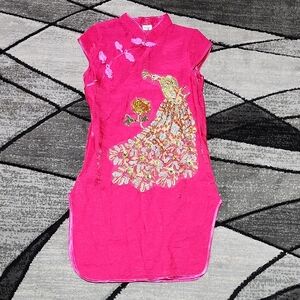 GIRLS TRADITIONAL CHINESE QIPAO/CHEONGSAM EMBROIDERED SEQUINS PEACOCK DRESS